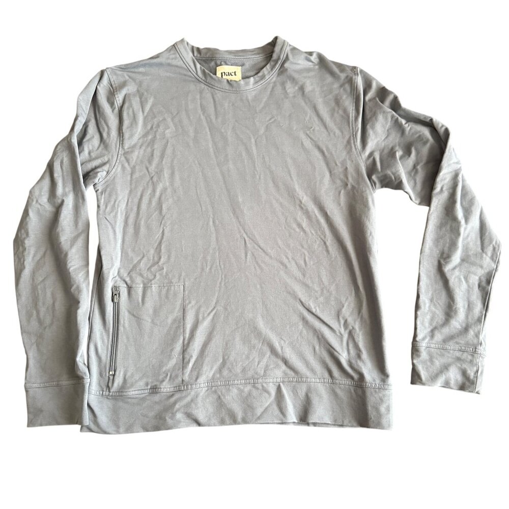 Pact Mens Organic Cotton Long Sleeve Gray Shirt L